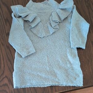 Women's Ruffled Sweater - Light Blue